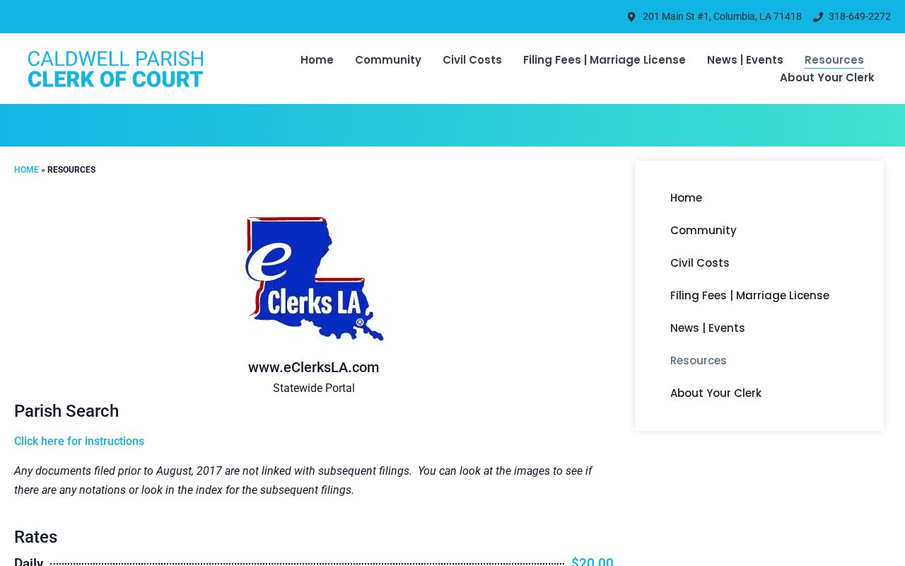 Caldwell Parish release record access through the Clerk LACRAA resources page